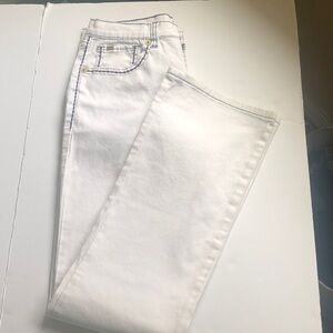 Vintage DG2 by Diane Gilman Bootcut Jeans White Denim/Navy Pick Stitch - EC
